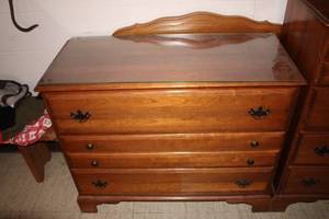 lot 243 image: Vintage Wooden Dresser with Glass Top