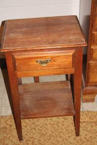 lot 254 image: Used Wooden Nightstand with Drawer and Shelf