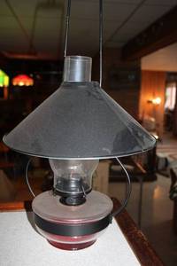 lot 260 image: Vintage Metal Kerosene Lantern with Black Shade