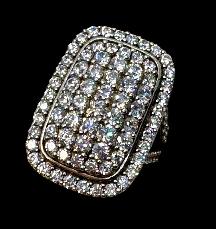 lot 96J image: Rhodium Over Sterling Dazzling Cocktail Ring