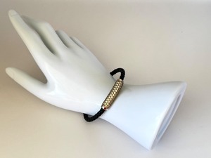 lot 12J image: Sterling and Cubic Zirconia Braided Leather Bracelet