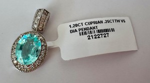 18K Gold, Cuprian and Diamond Pendant, NWT