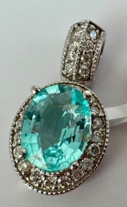18K Gold, Cuprian and Diamond Pendant, NWT