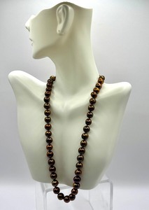 lot 21J image: Gorgeous Golden Bronze Pearl Beaded Necklace with 14K Gold Clasp