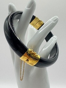lot 13J image: Black Jadeite and Sterling Bangle