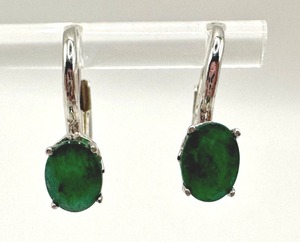 lot 17J image: Pair of Sterling and Emerald Earrings
