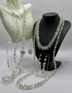 lot 25R image: Vintage Sparkling Crystal and Glass Necklaces and Earrings