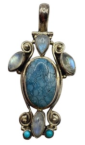 lot 6R image: Gorgeous Sterling Silver and Natural Stone Large Pendant