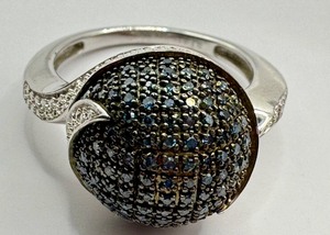 lot 64J image: Dazzling Sterling Silver Black Spinel Cocktail Ring