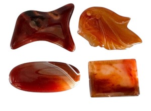 lot 24E image: Four Unique Polished Agate Beads