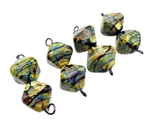 lot 26E image: Four Duo Kathy Perras Lampworked Glass Beads
