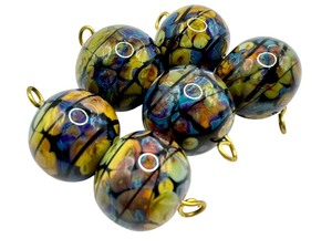 lot 32E image: Three Duo Lampworked Glass Beads by Kathy Perras