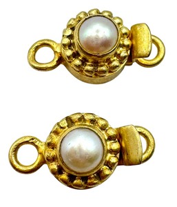lot 37E image: Pair of Sterling and Pearl Jewelry Clasps