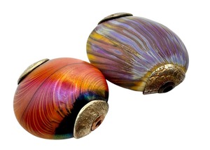 lot 54E image: Two Handcrafted Lampworked Art Glass Beads  Artisan Lampworked Beads for Jewelry Making