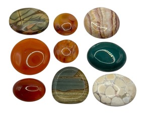 lot 41E image: Variety of Natural Stone Beads including Lace Agate Bead, Carnelian Beads, Owynee Jasper Bead & More