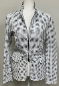 lot 15 image: Bano eeMee White Leather Blazer Attica - Made in Canada - Size 4 - New with Tags