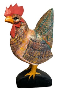 lot 24 image: Wooden Rooster Decorative Figurine