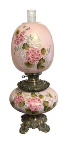 Vintage Victorian Hand Painted Glass Parlor Lamp