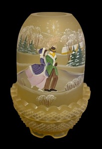 lot 53 image: Vintage Fenton Limited Edition Hand Painted Wonder Fairy Glass Lamp