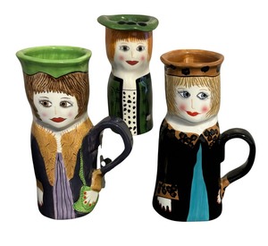 lot 58 image: Susan Paley Mugs and Vase including Lucy Latte, Jenny Java and Jade