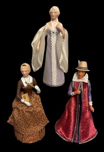 lot 77 image: United States Historical Society Great American Women Figurines including Harriet Beecher Stowe, Mary Pickford and Pocahontas