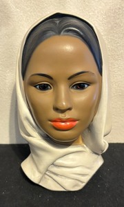 lot 83 image: Vintage Marwal Chalkware Middle Eastern Woman Bust Sculpture