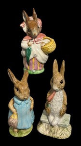 lot 124 image: Mrs. Flopsy Bunny, Mrs. Rabbit and Fierce Bad Rabbit Figurines from the Beatrix Potter Collection
