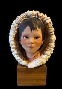 lot 146 image: Vintage Cybis Porcelain Eskimo Child Snow Bunting Hand Painted Bust