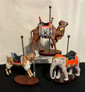 lot 194 image: Franklin Mint Camel, Elephant and Goat Carousel Figurines