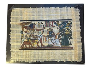 lot 203 image: Tutankhamen Hunting with His Wife Inches-An-Amon Unframed Papyrus Print