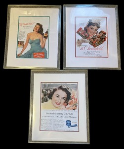 lot 217 image: Rita Hayworth for RC Cola, Ruth Romanfor Lustre-Creme Shampoo and Chesterfield Cigarettes Unframed Advertisement Prints