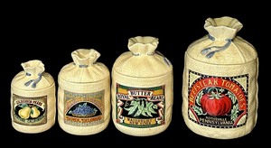 lot 131 image: Vintage Rustic Style Ceramic Kitchen Canister Set