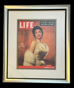 lot 376 image: Framed Life Magazine Cover Featuring Gina Lollobrigida