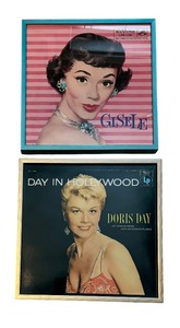 lot 409 image: Framed Vintage Gisele and Doris Day Record Albums