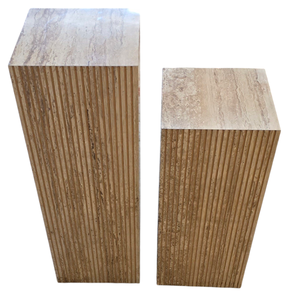 lot 15 image: Pair of Coordinating Textured Display Pillars  Pedestals