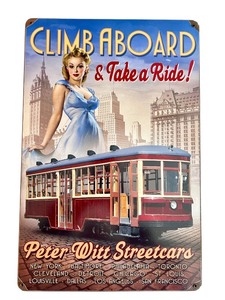 lot 308 image: Retro Street Car Pin-Up Girl Metal Sign