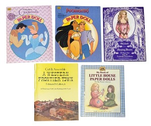 lot 442 image: New Paper Dolls and Town including Pocahontas, Western Frontier Town, Cinderella, Little House and Keeping Beauty
