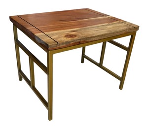 lot 455 image: Petite Wood Top Accent Table  Stand