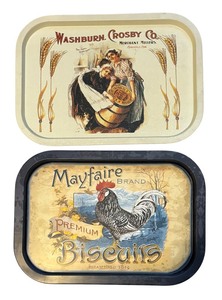 lot 495 image: Washburn Crosby Company and Mayfaire Premium Biscuits Motif Metal Trays