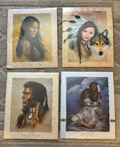 lot 570 image: Four Native American Motif Unframed Prints
