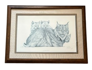 lot 568 image: Lynx Mother and Kittens Limited Edition Print by Guy Coheleach