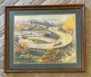 lot 615 image: Old Spiral Bridge in Hastings, Minnesota Print by Edward Brewer