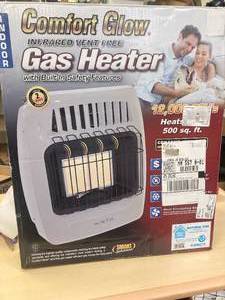 lot 12 image: Brand New in Box Indoor Comfort Glow Infrared Vent Free Gas Heater with Built in Safety Features