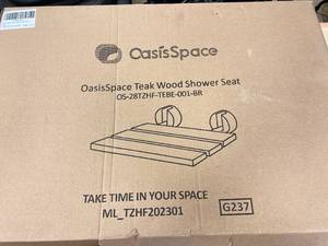lot 31 image: Brand New in Box Oasis Teak Folding Shower Seat