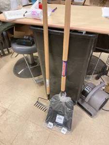 lot 56 image: New Garden Rake & Square Metal Landscaping Shovel