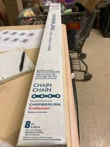 lot 90 image: New in Box Craftsman Chamberlain 8 foot Garage Door Opener Rail Extension Kit