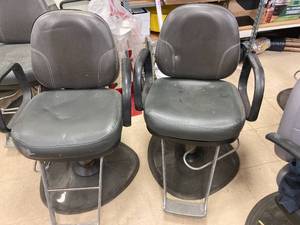 lot 106 image: 2 Well Loved Salon Chairs