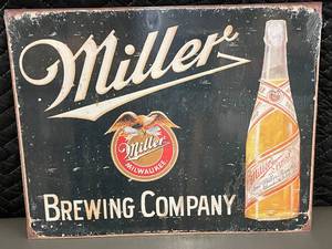 lot 72 image: Vintage Miller Brewing Company Tin Sign