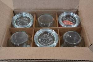 lot 102 image: 6 Weck Mini Tulip Canning Jars