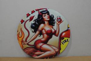 lot 200 image: Novelty Metal Sign -Fireball